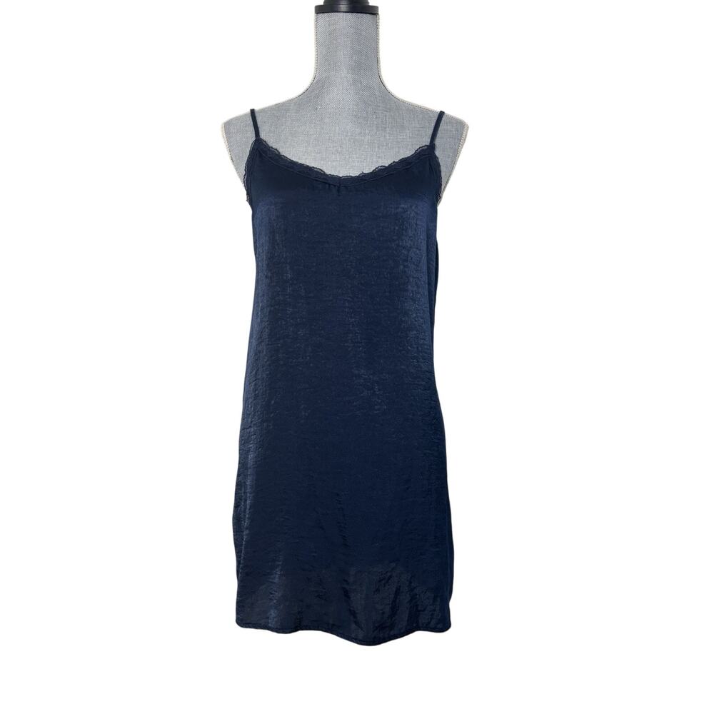 Hollister Navy Lace Trim Mini Slip Dress Fairy Grunge M Lingerie Romance